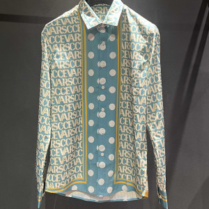 유럽 스타일 도트 패턴 긴팔 셔츠