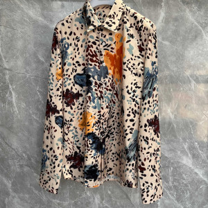 컬러풀 레오파드 긴소매 셔츠