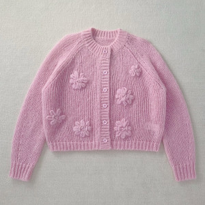 핸드메이드 자수 모헤어 니트 카디건